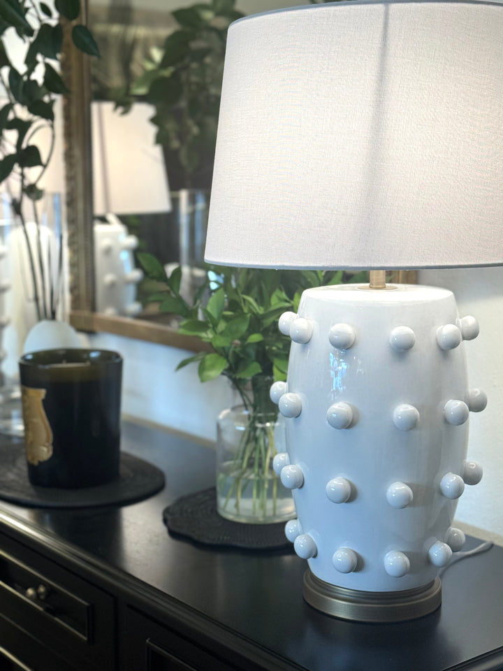 Tribe White Table Lamp Base with White Shade | H72cm x W44cm