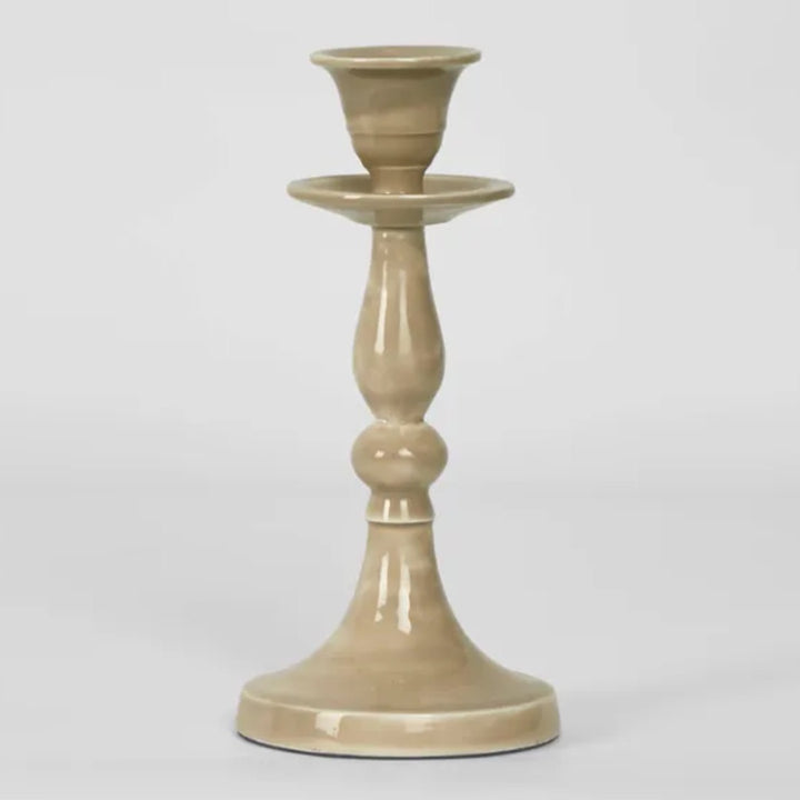 Simione Enamel Candle Stand | Taupe-Suzie Anderson Home