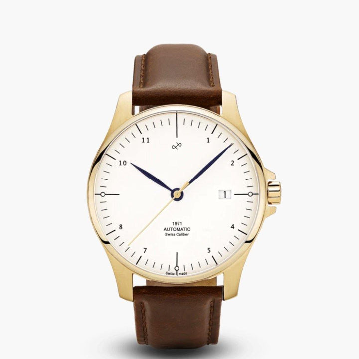 1971  Automatic Watch | Gold/White | Swiss Made-Suzie Anderson Home