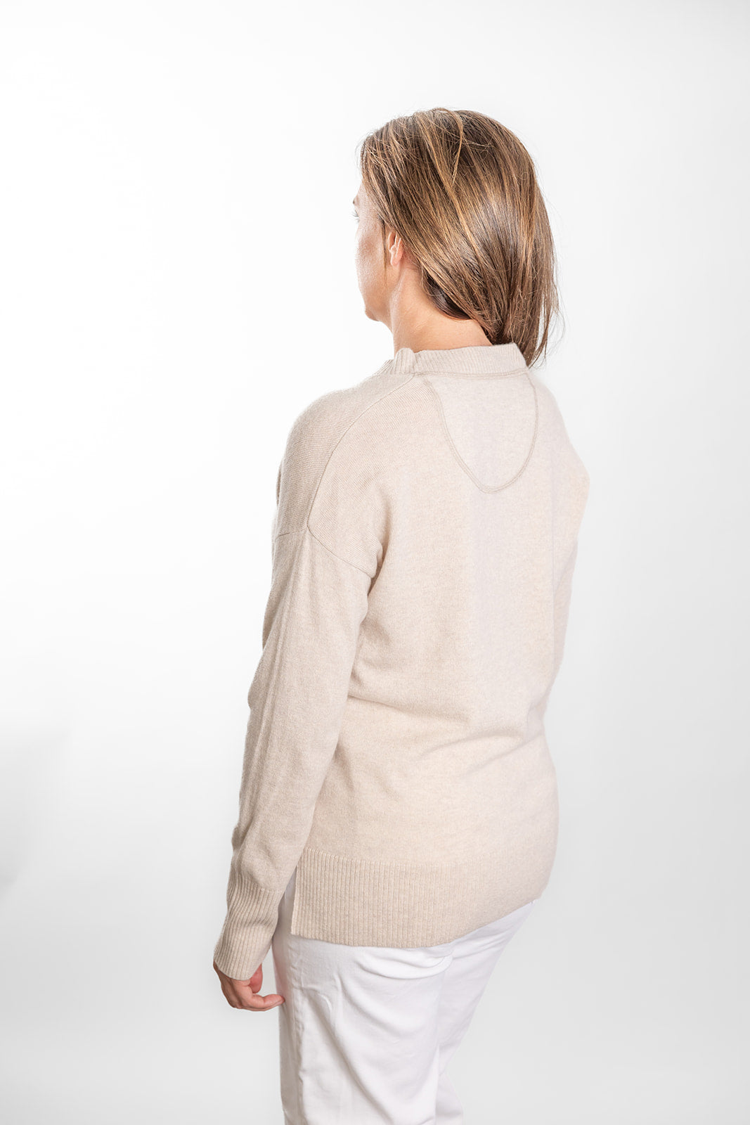 Bow | V Neck Jumper | Cashmere Merino | Oatmeal