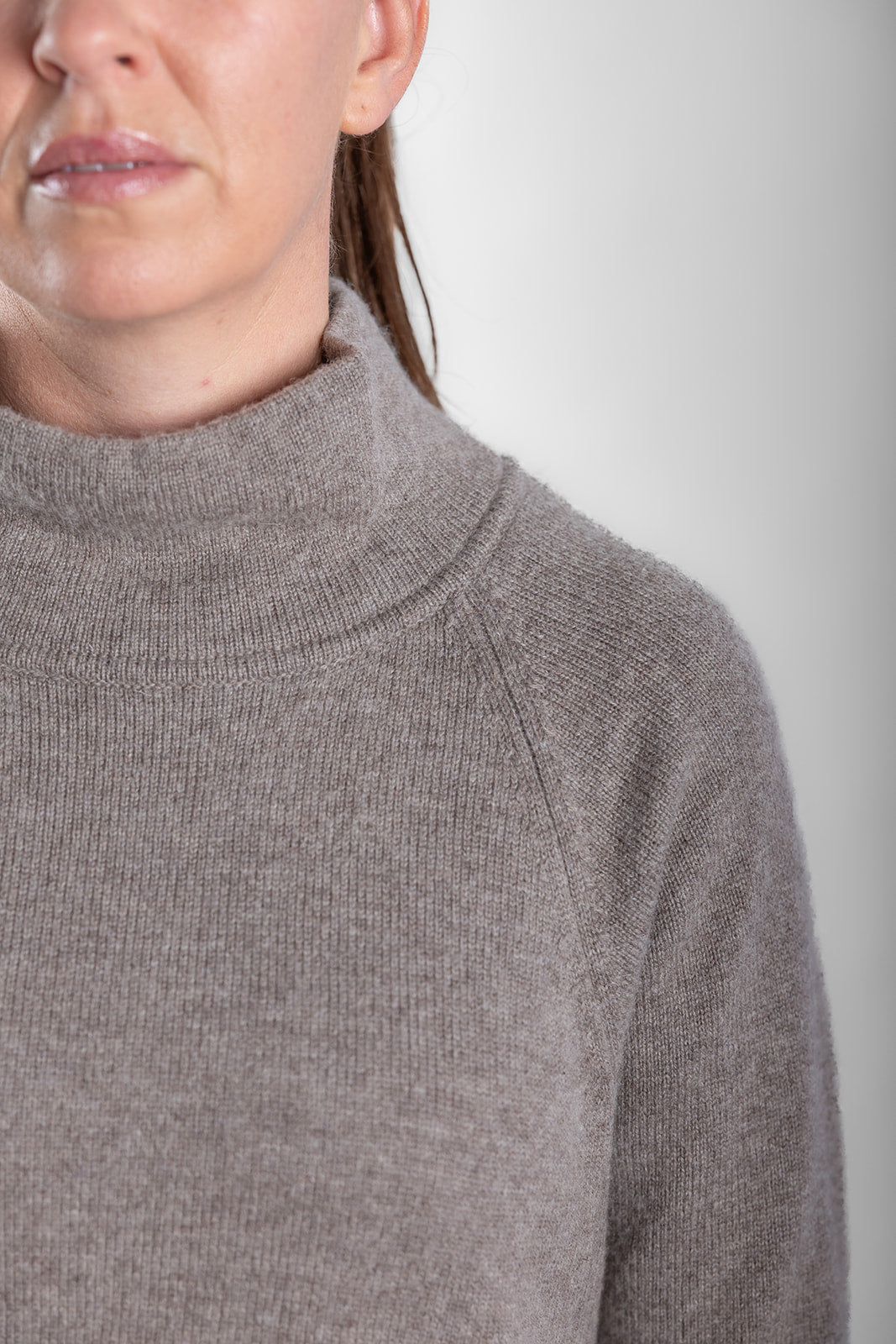 Bow | Funnel Neck Jumper | Merino Cashmere | Brown