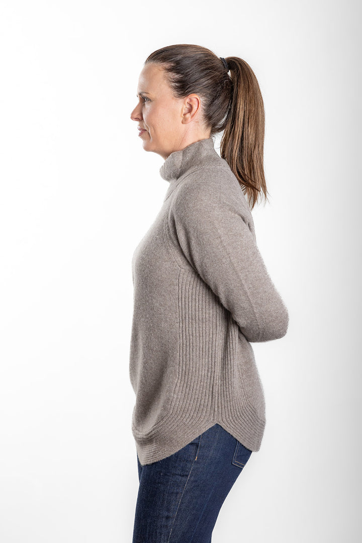 Bow | Funnel Neck Jumper | Merino Cashmere | Brown