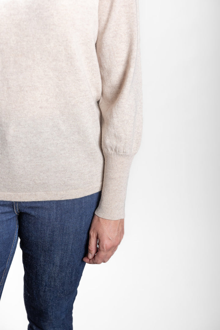 Bow | Bell Sleeve Crew Jumper | Cashmere Merino | Oatmeal