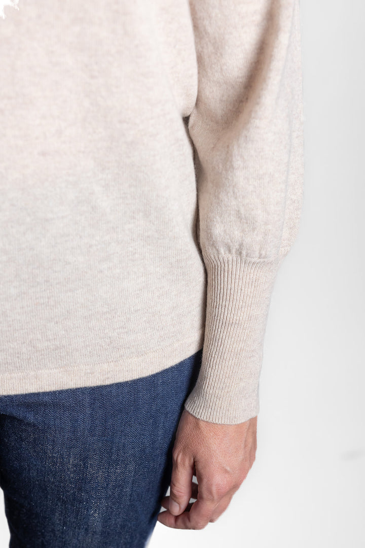 Bow | Bell Sleeve Crew Jumper | Cashmere Merino | Oatmeal