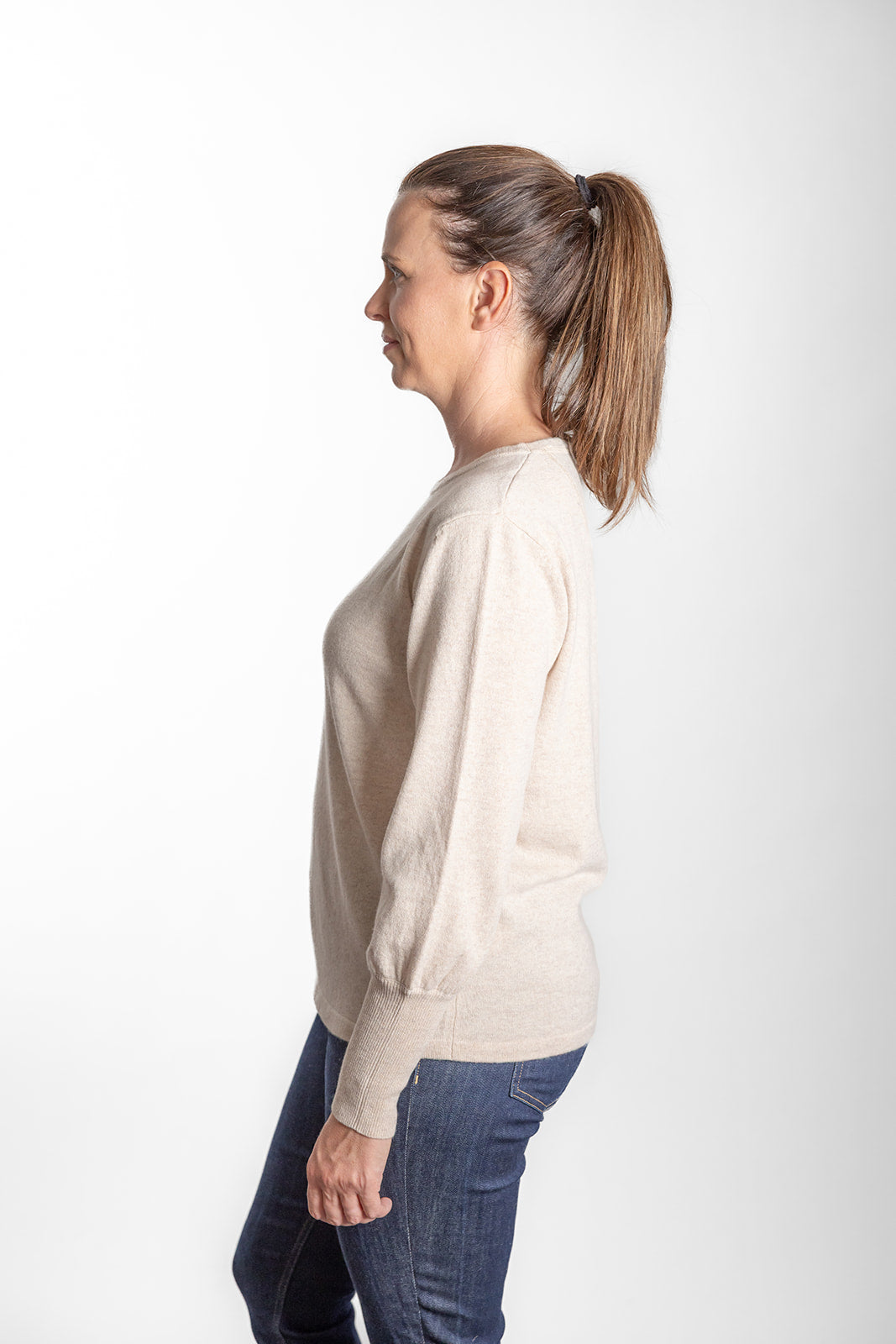 Bow | Bell Sleeve Crew Jumper | Cashmere Merino | Oatmeal