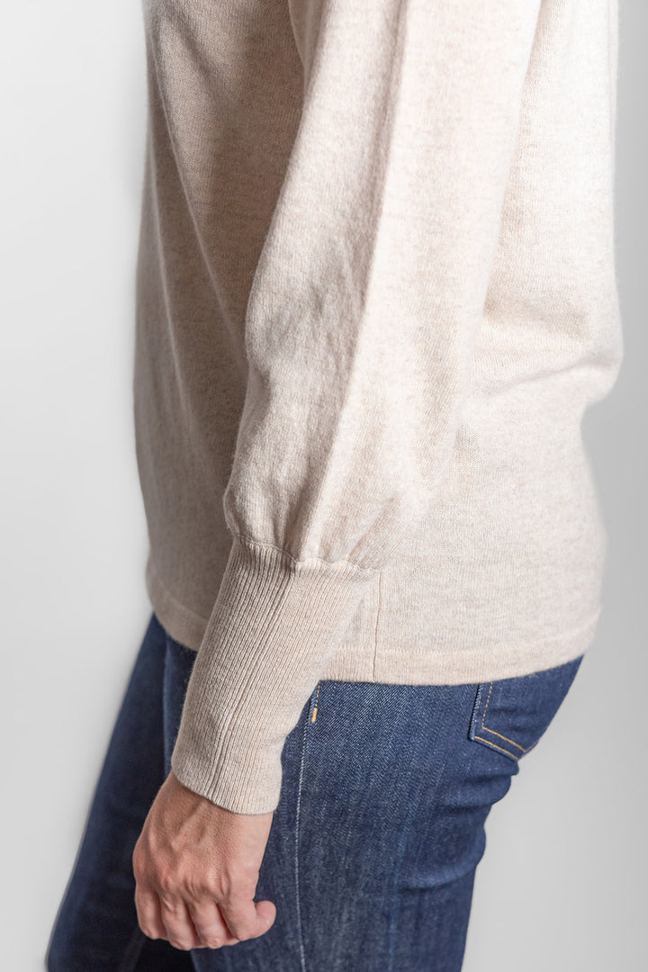 Bow | Bell Sleeve Crew Jumper | Cashmere Merino | Oatmeal