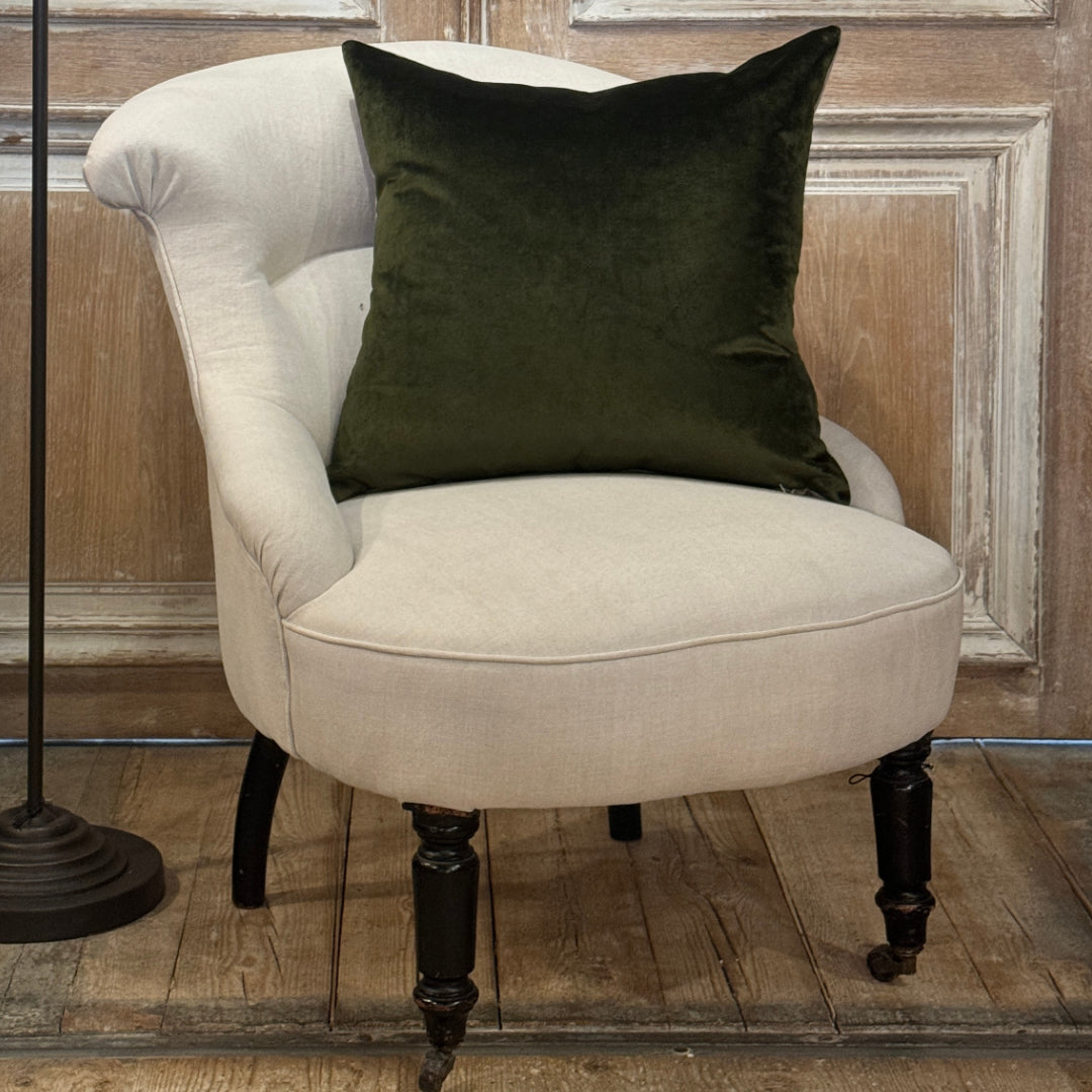 French Antique Fireside Chair | Re-Upholstered in Stonewashed Linen-Suzie Anderson Home