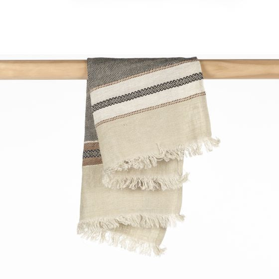 Belgian Libeco Linen Guest Towel | Beeswax Stripe