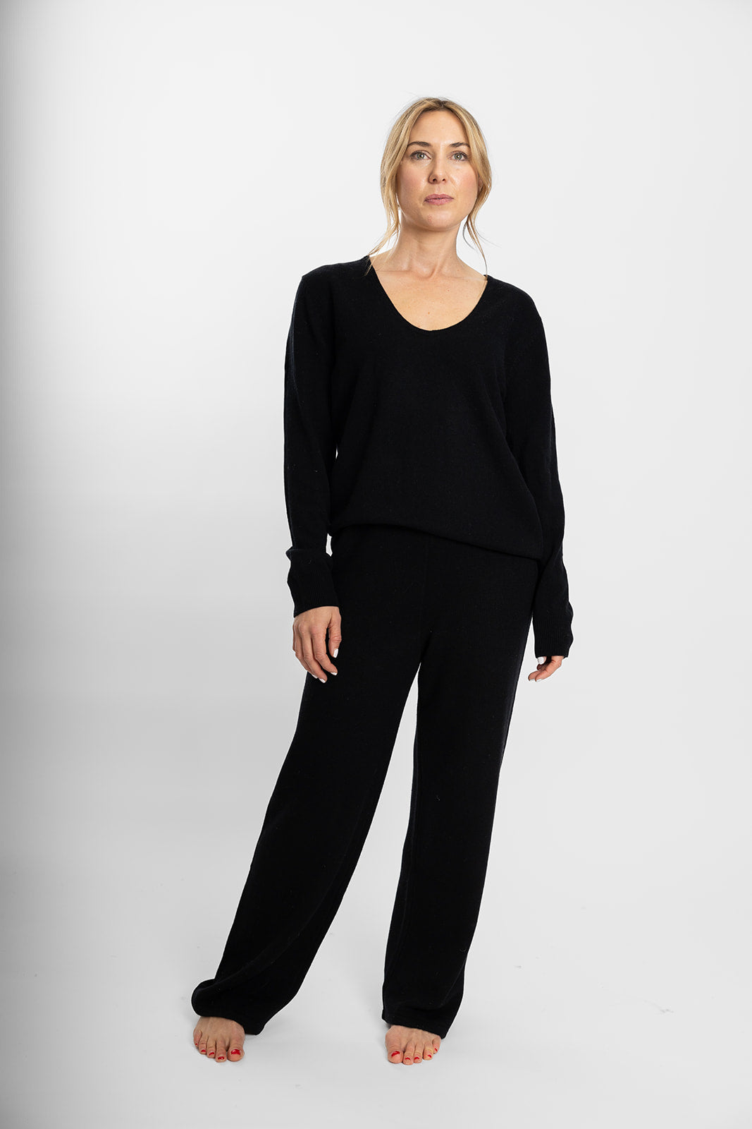 Bow | Wide Leg Pant | Cashmere Merino | Black