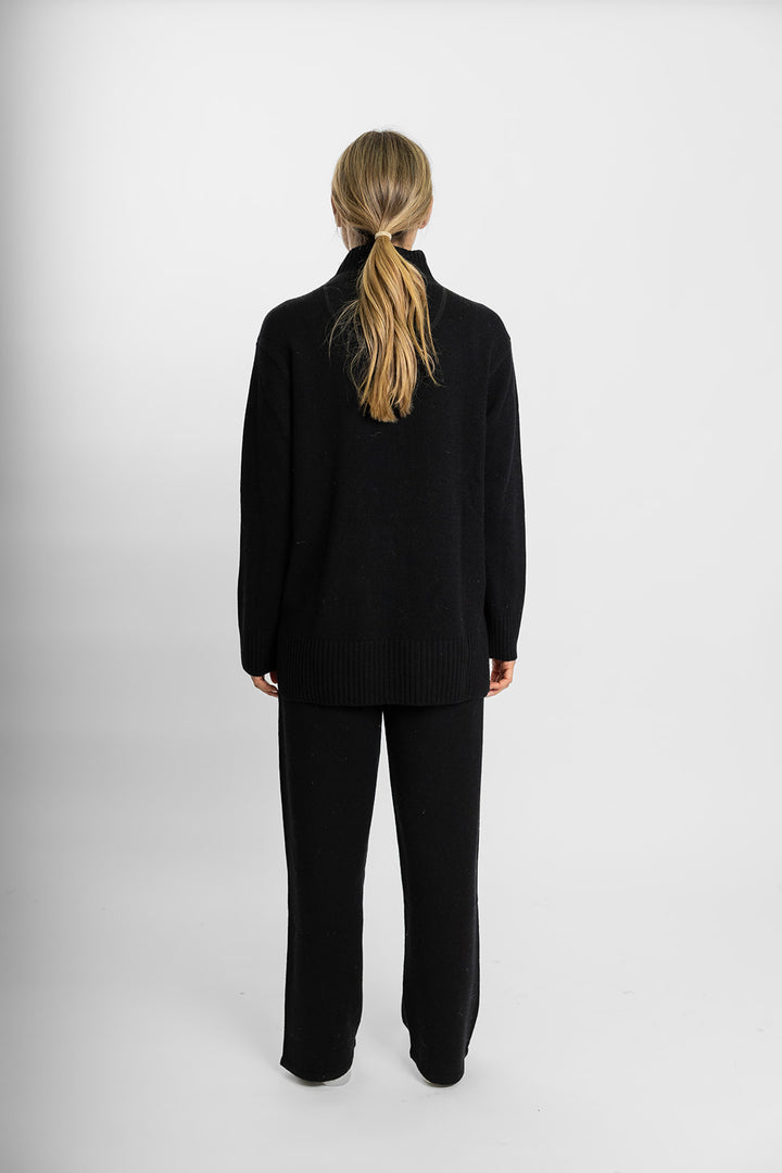 Bow | Wide Leg Pant | Cashmere Merino | Black