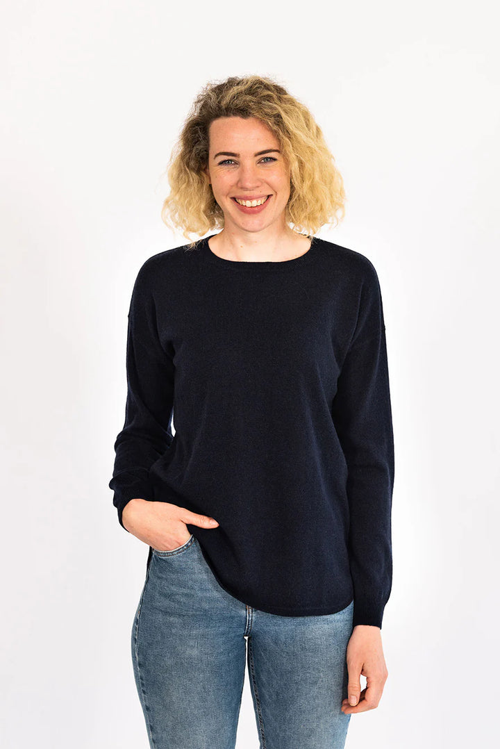 Bow | Swing Top | Merino Cashmere | Navy w Tan Patch