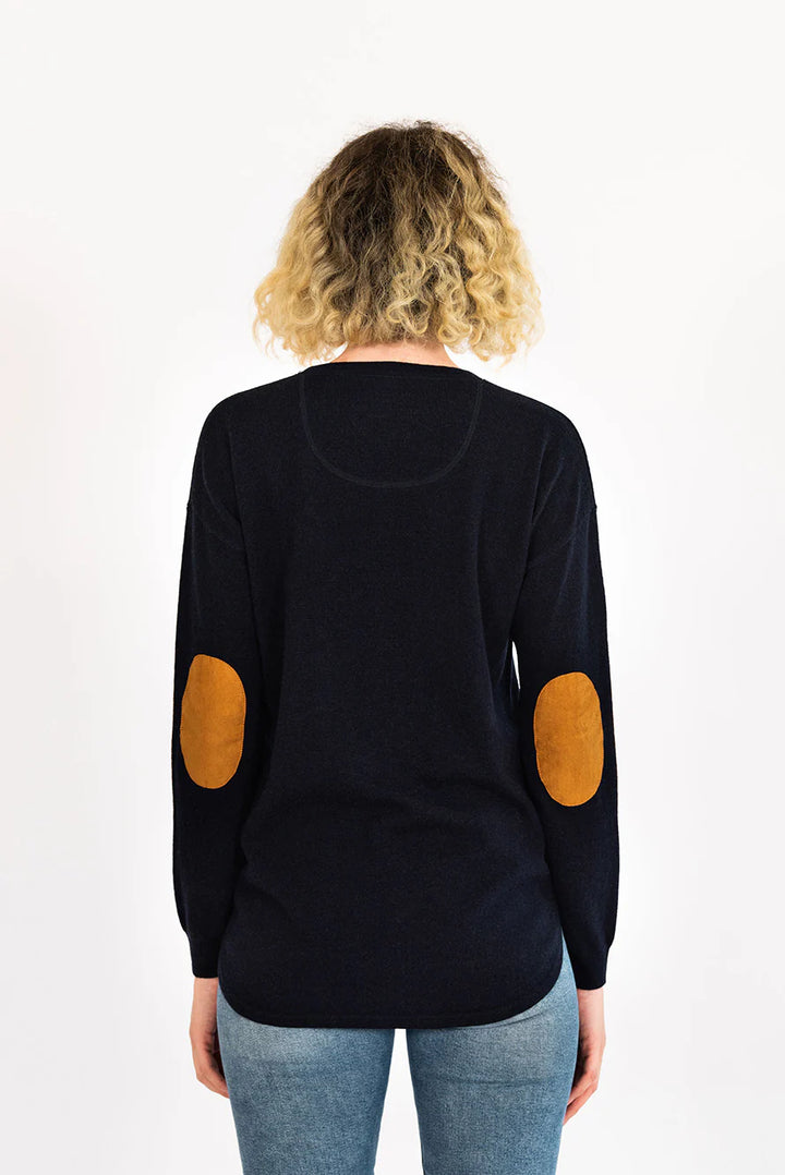 Bow | Swing Top | Merino Cashmere | Navy w Tan Patch