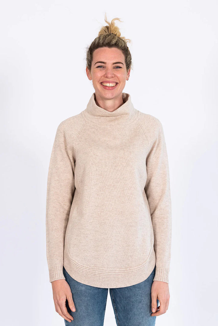 Bow | Funnel Neck Jumper | Merino Cashmere | Oatmeal