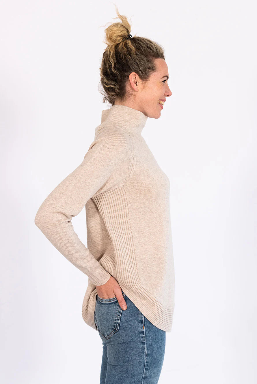 Bow | Funnel Neck Jumper | Merino Cashmere | Oatmeal