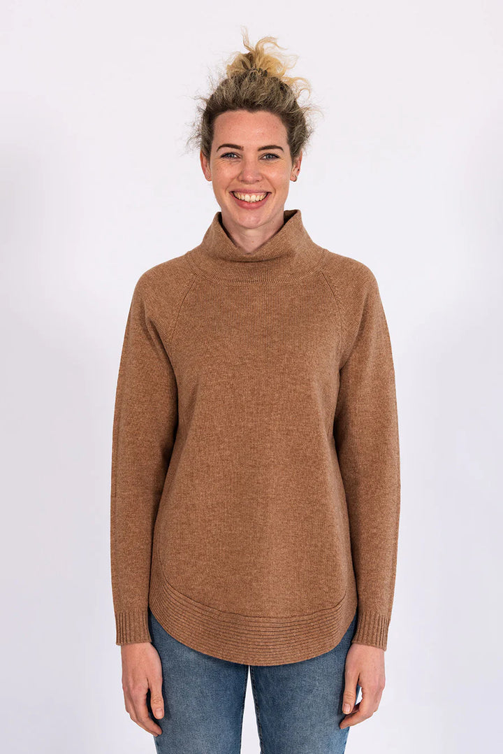 Bow | Funnel Neck Jumper | Merino Cashmere | Cinnamon