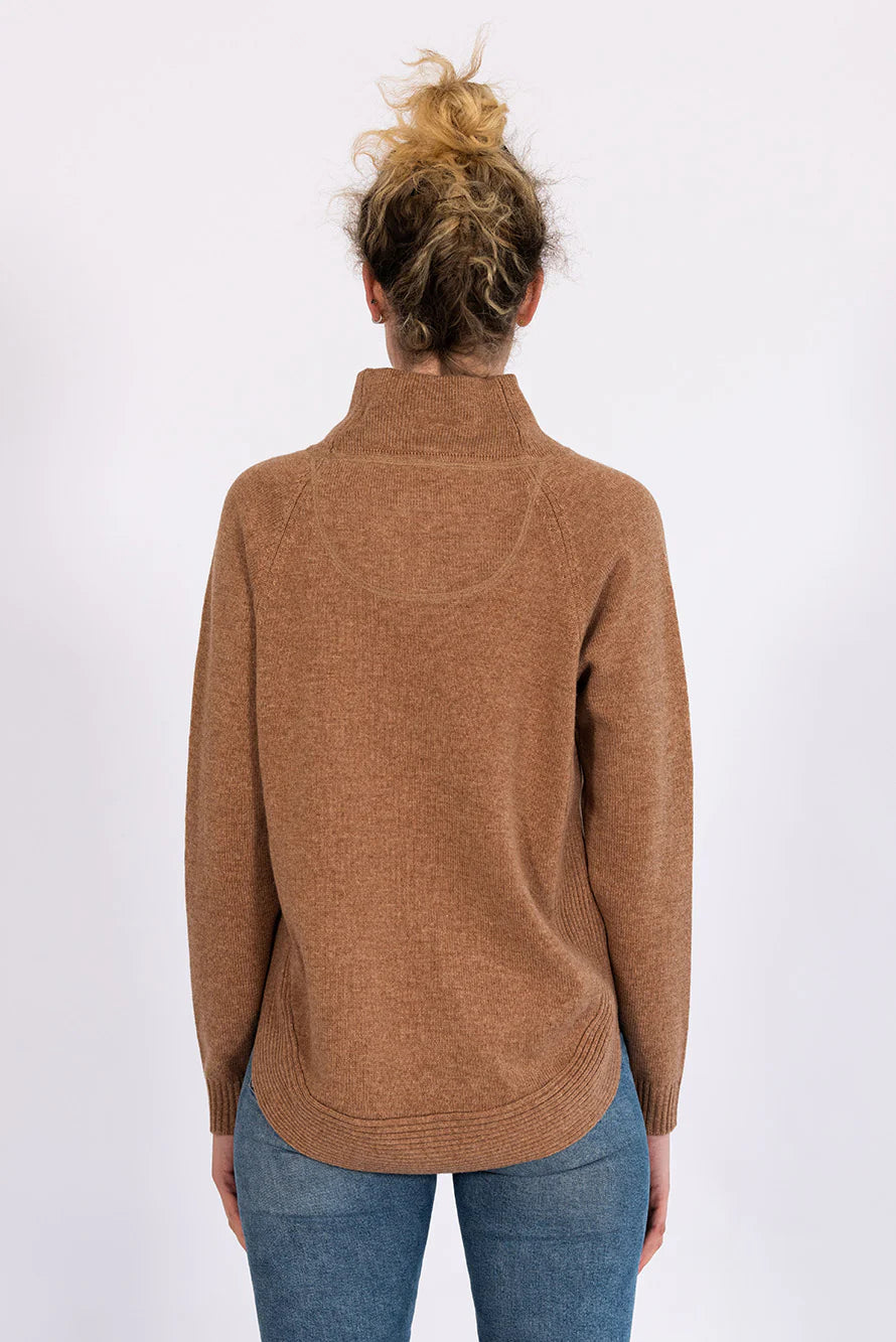 Bow | Funnel Neck Jumper | Merino Cashmere | Cinnamon