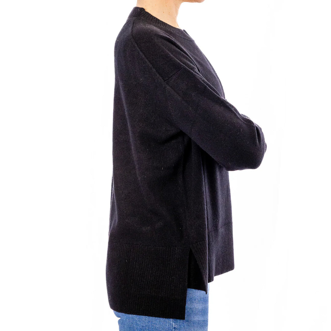 Bow | Crew Neck Jumper | Cashmere Merino | Black