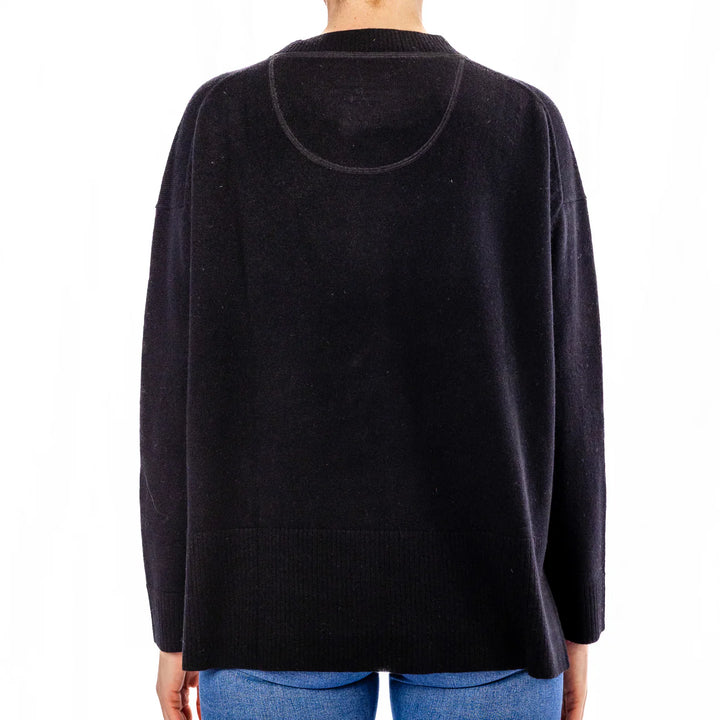 Bow | Crew Neck Jumper | Cashmere Merino | Black