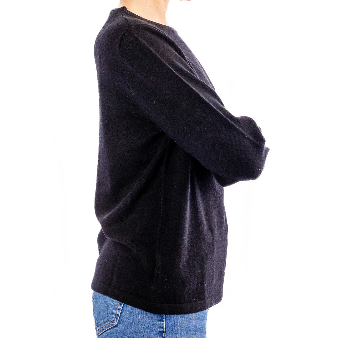 Bow | Bell Sleeve Crew Jumper | Cashmere Merino | Black