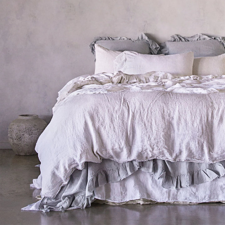 Kristine Flat Sheet + Ruffle | Fog