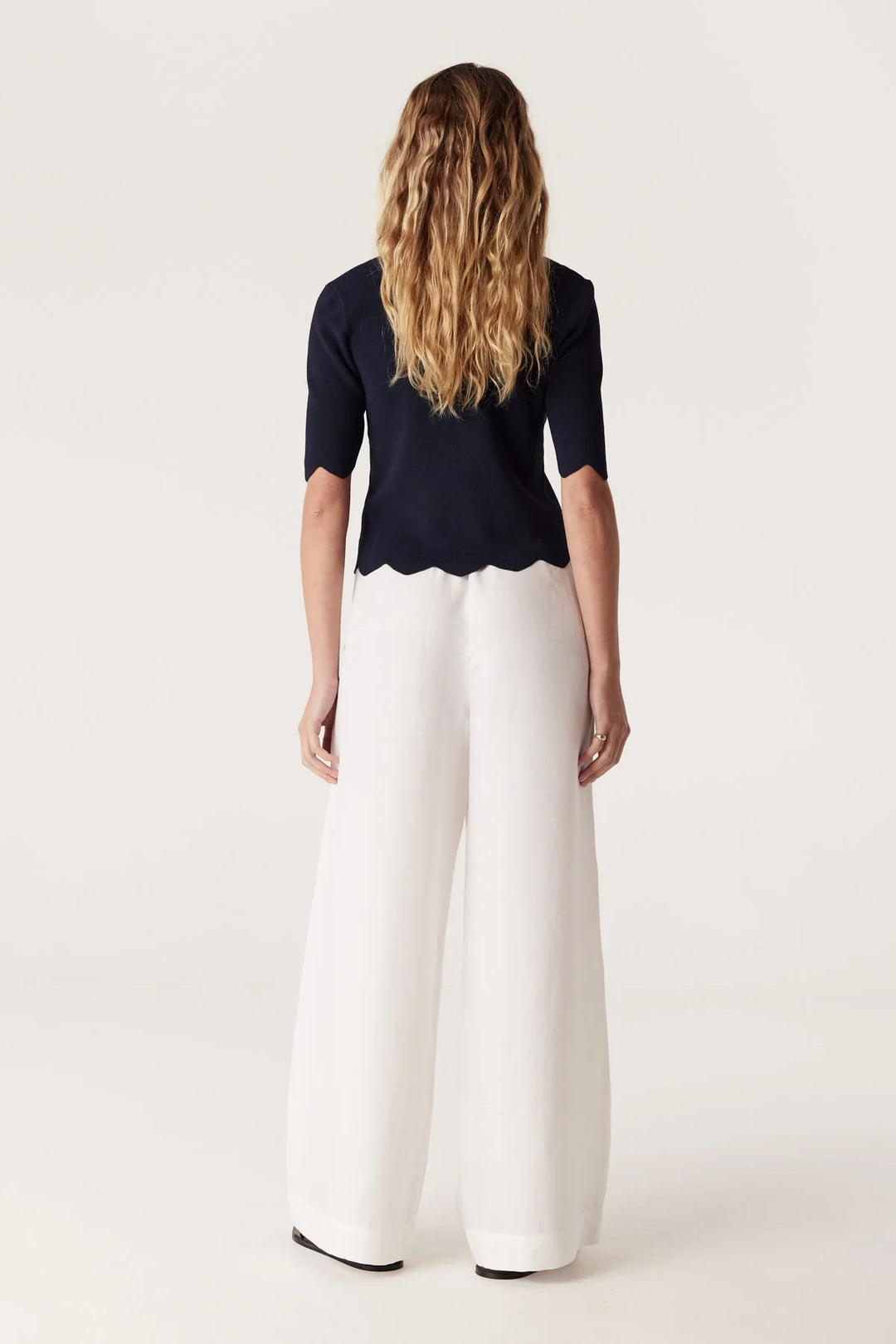 Cable | Crepe Scallop Top | Navy-Suzie Anderson Home