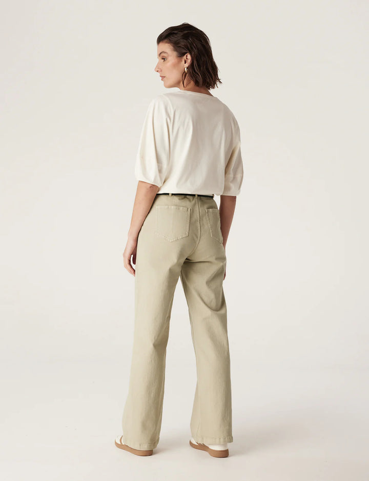 Cable | Pima Lantern Sleeve Top | Cream