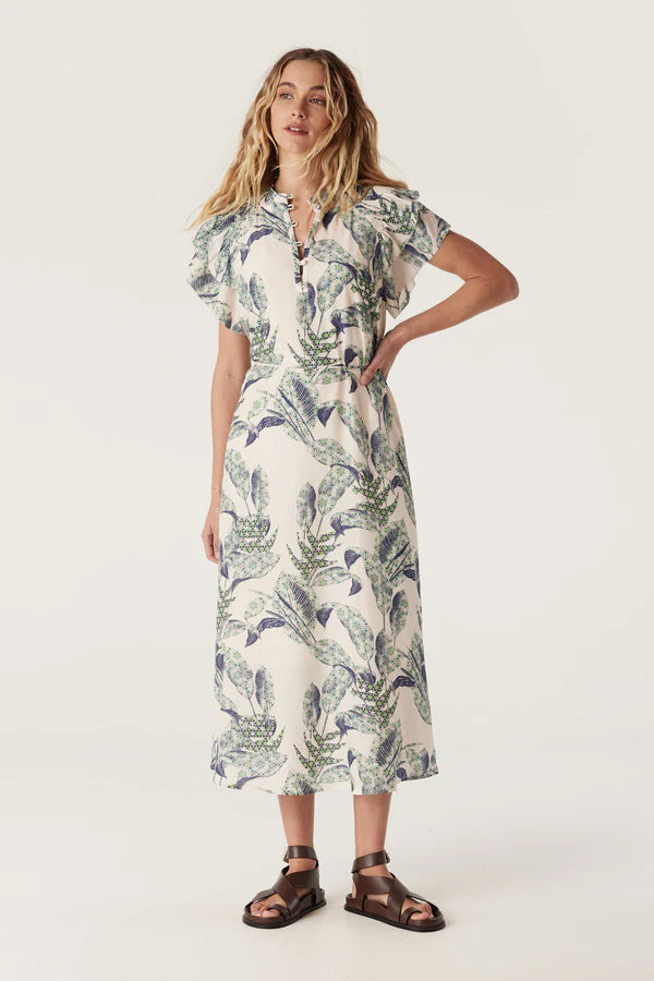 Cable | Paloma Frill Dress | Leaf Print