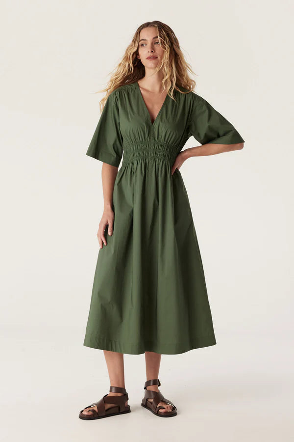 Cable | Bella Poplin Dress | Moss Green