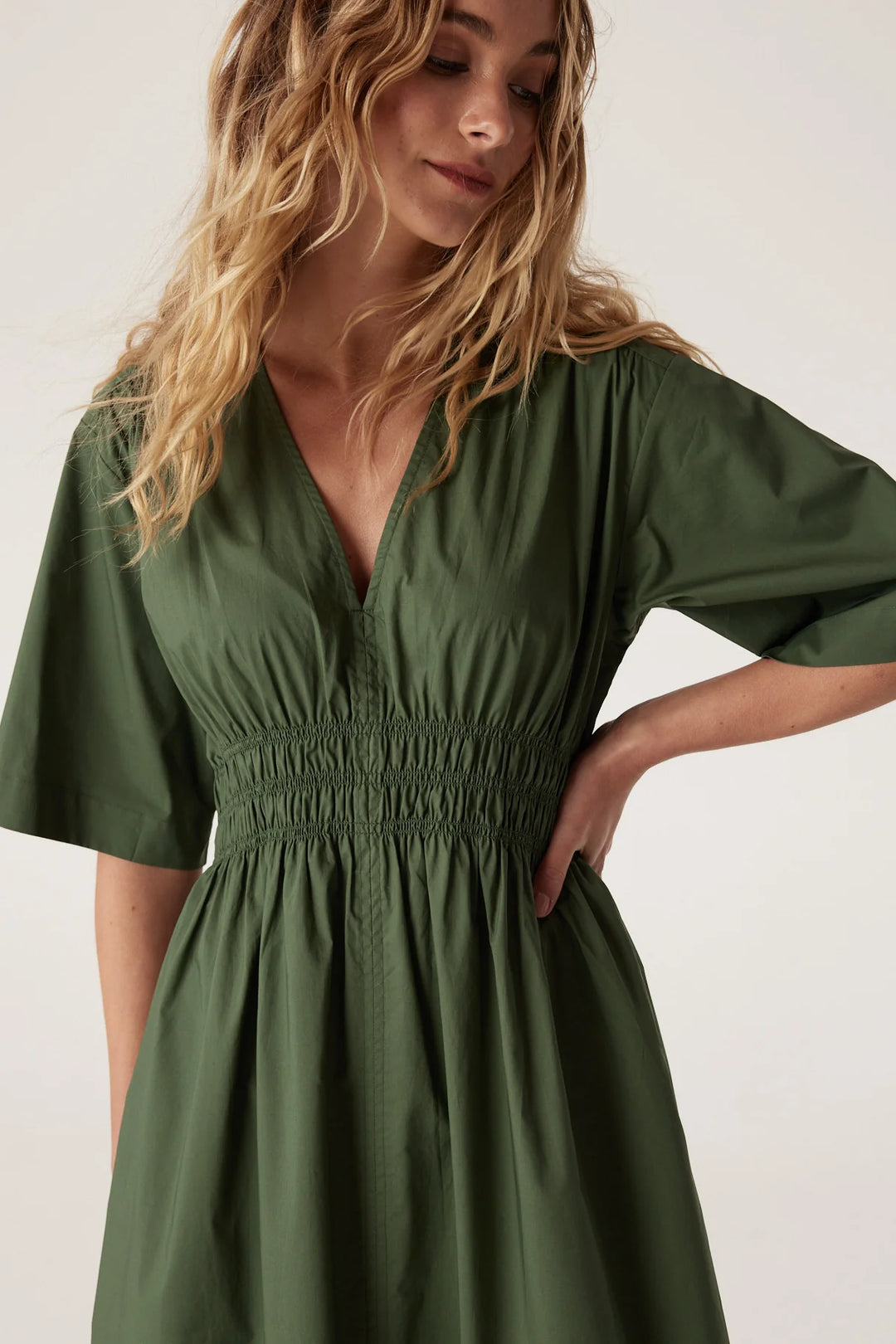 Cable | Bella Poplin Dress | Moss Green