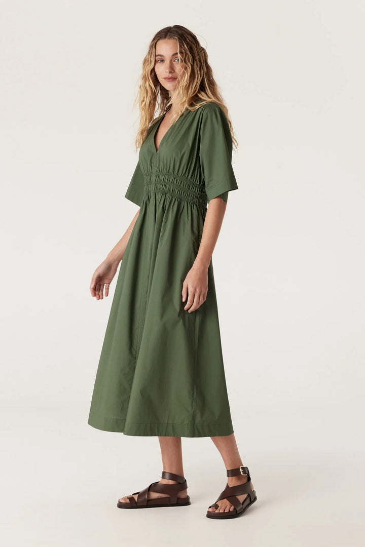 Cable | Bella Poplin Dress | Moss Green