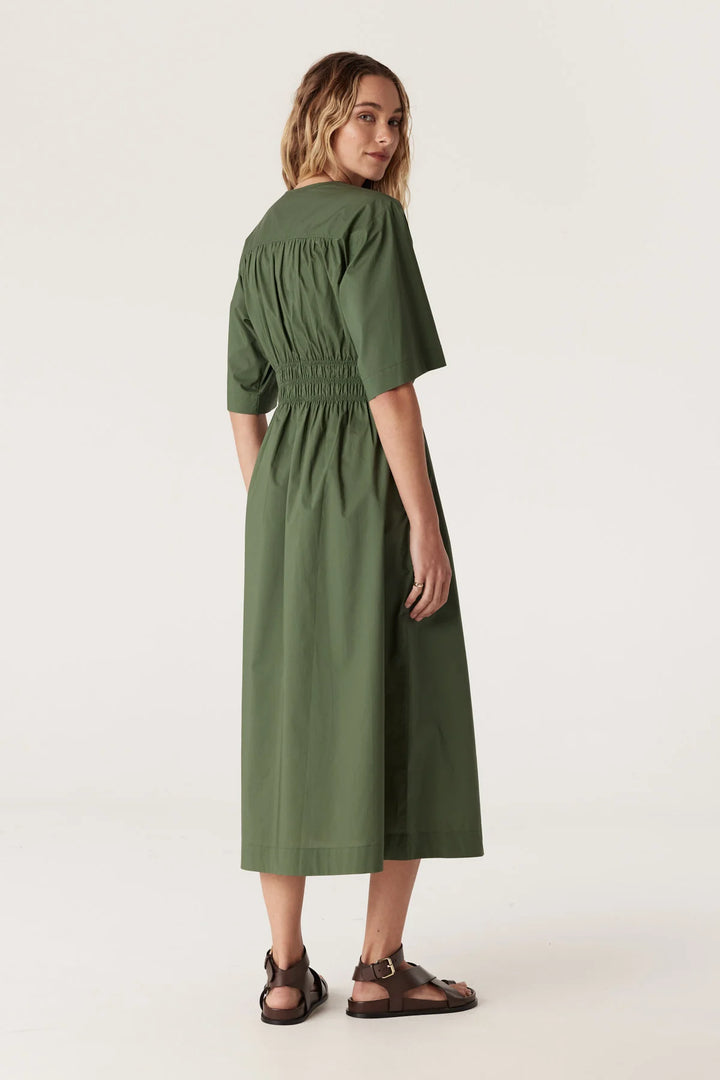 Cable | Bella Poplin Dress | Moss Green