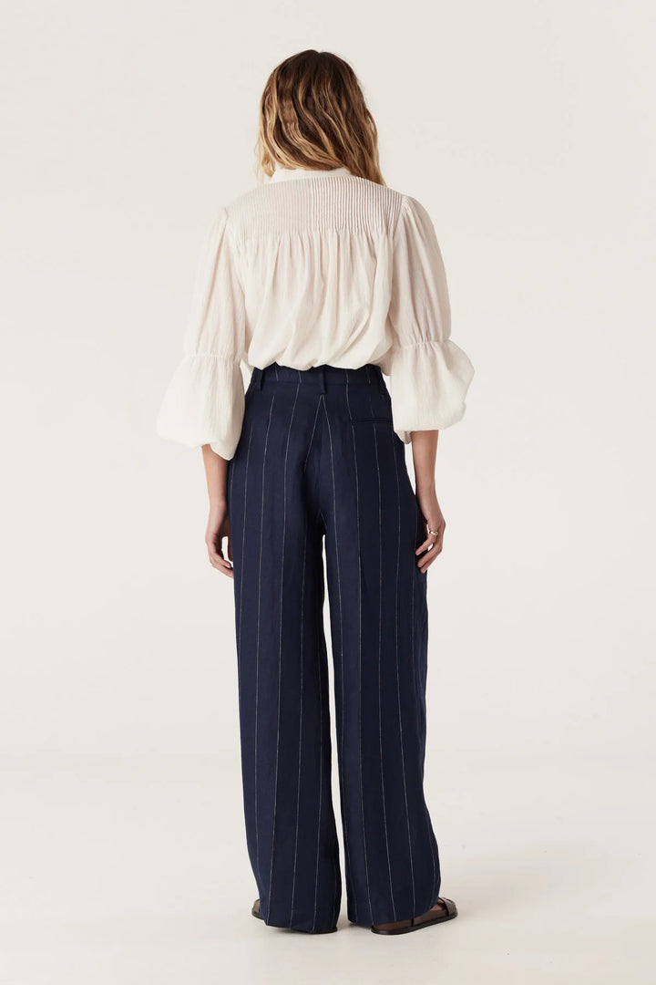 Cable | Freya Linen Pant | Navy Stripe