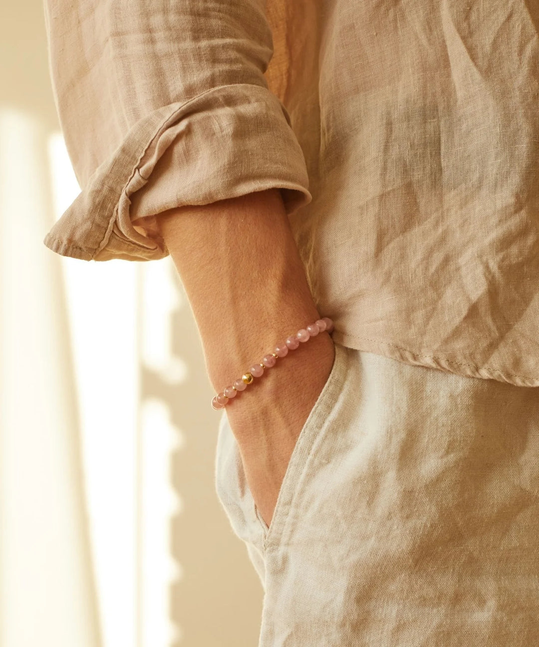 Spiritus | Love Bracelet | Rose Quartz w 14K Gold Plate