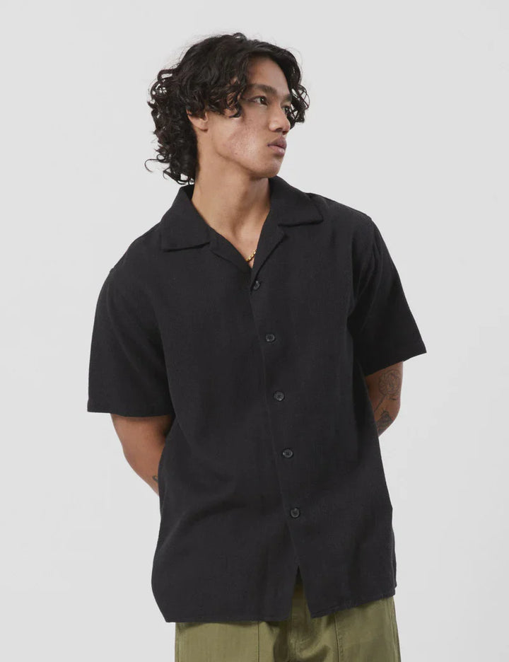 Simple | Waffle Short Sleeve Shirt | Black-Suzie Anderson Home