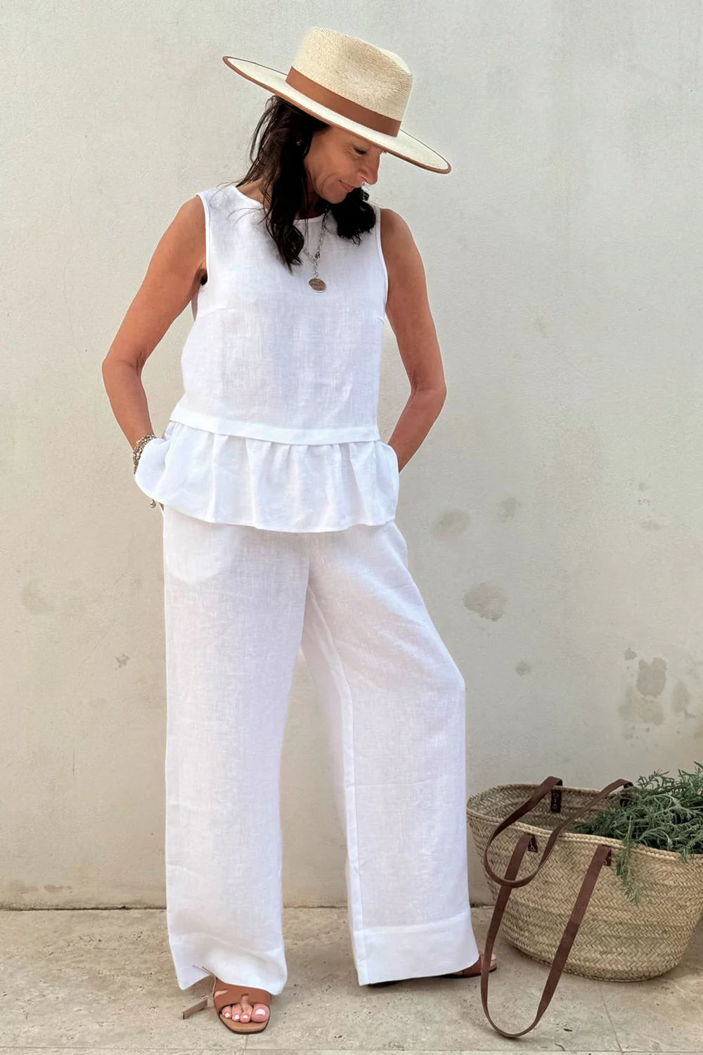 Bypias | Mallorca Linen Pant | White-Suzie Anderson Home