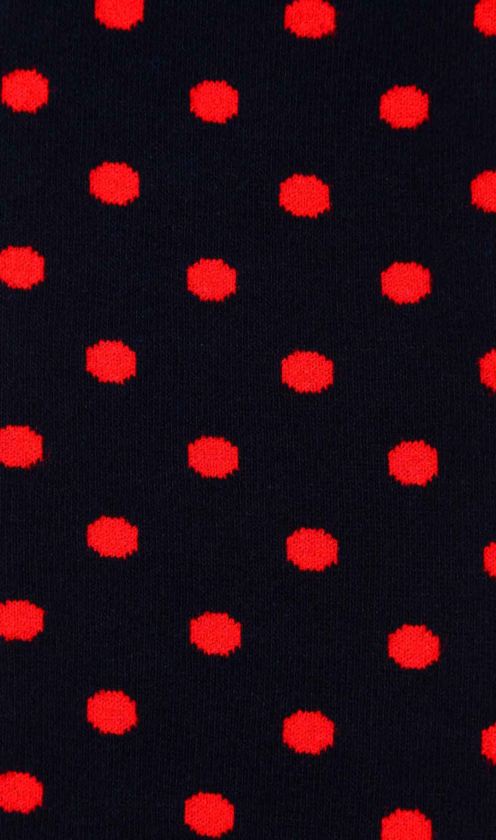 Midnight Blue on Red Dot Cotton Blend Socks-Suzie Anderson Home