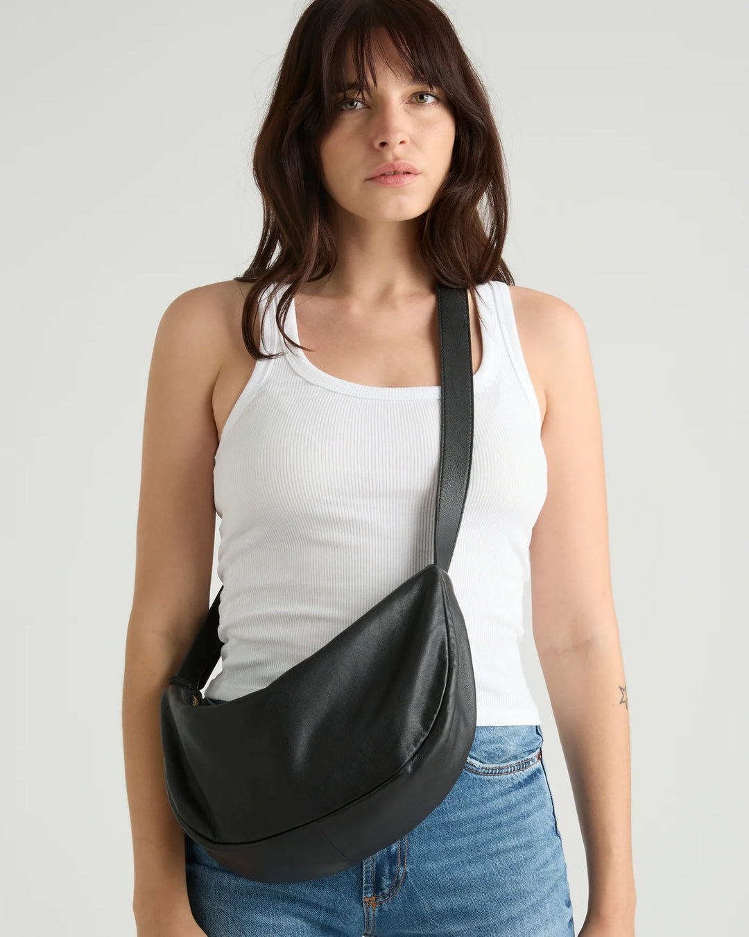 Juju | Shasta Leather Sling Bag | Black