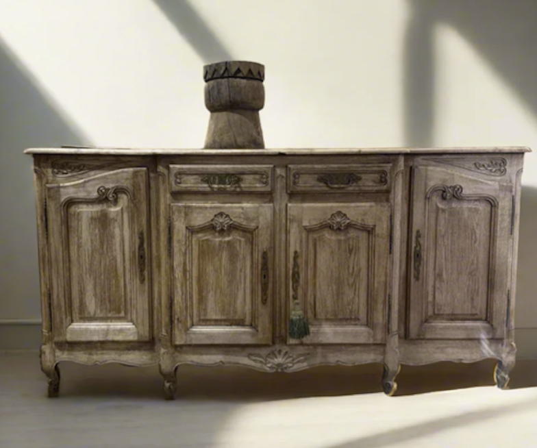 Antique French Oak Louis XV Marquetry Top Sideboard C1900s | W199xD54xH101cm