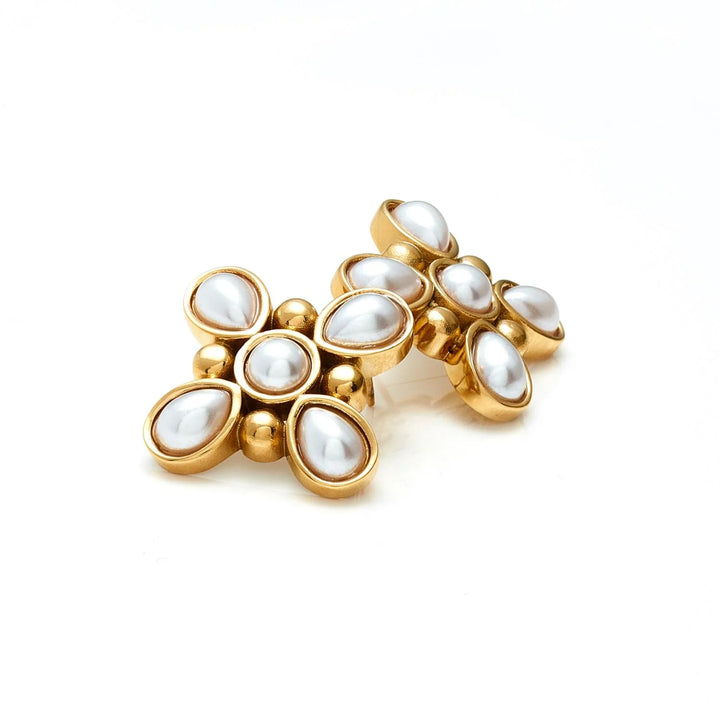 Silk & Steel | Soleil Earrings | Faux Pearl/14K Gold Plated