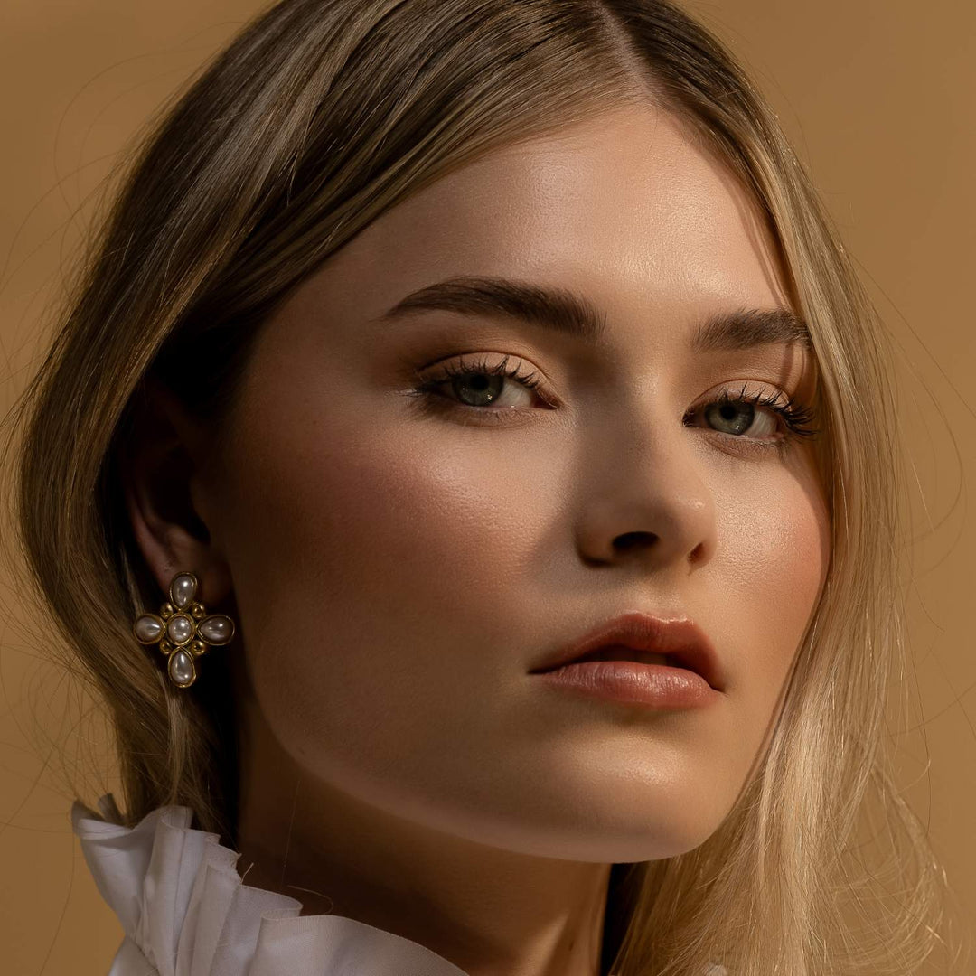 Silk & Steel | Soleil Earrings | Faux Pearl/14K Gold Plated