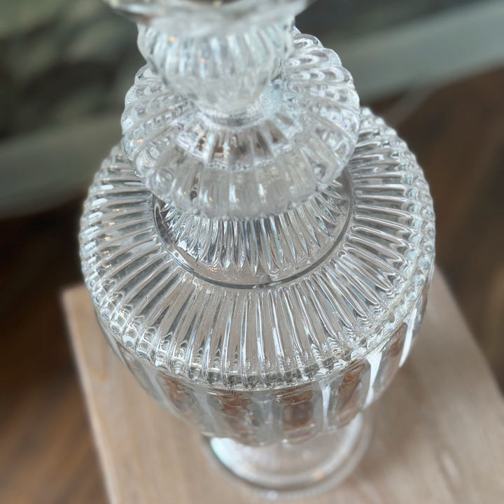 Vintage Reconstructed Candlestick Holder | Brass Crystal | Large