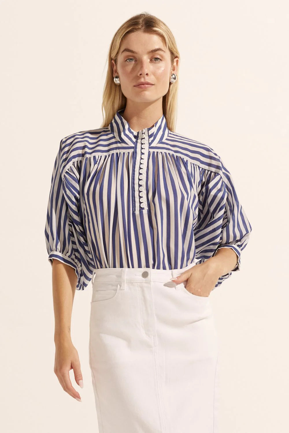 Zoe | Adage Top | Navy Stripe