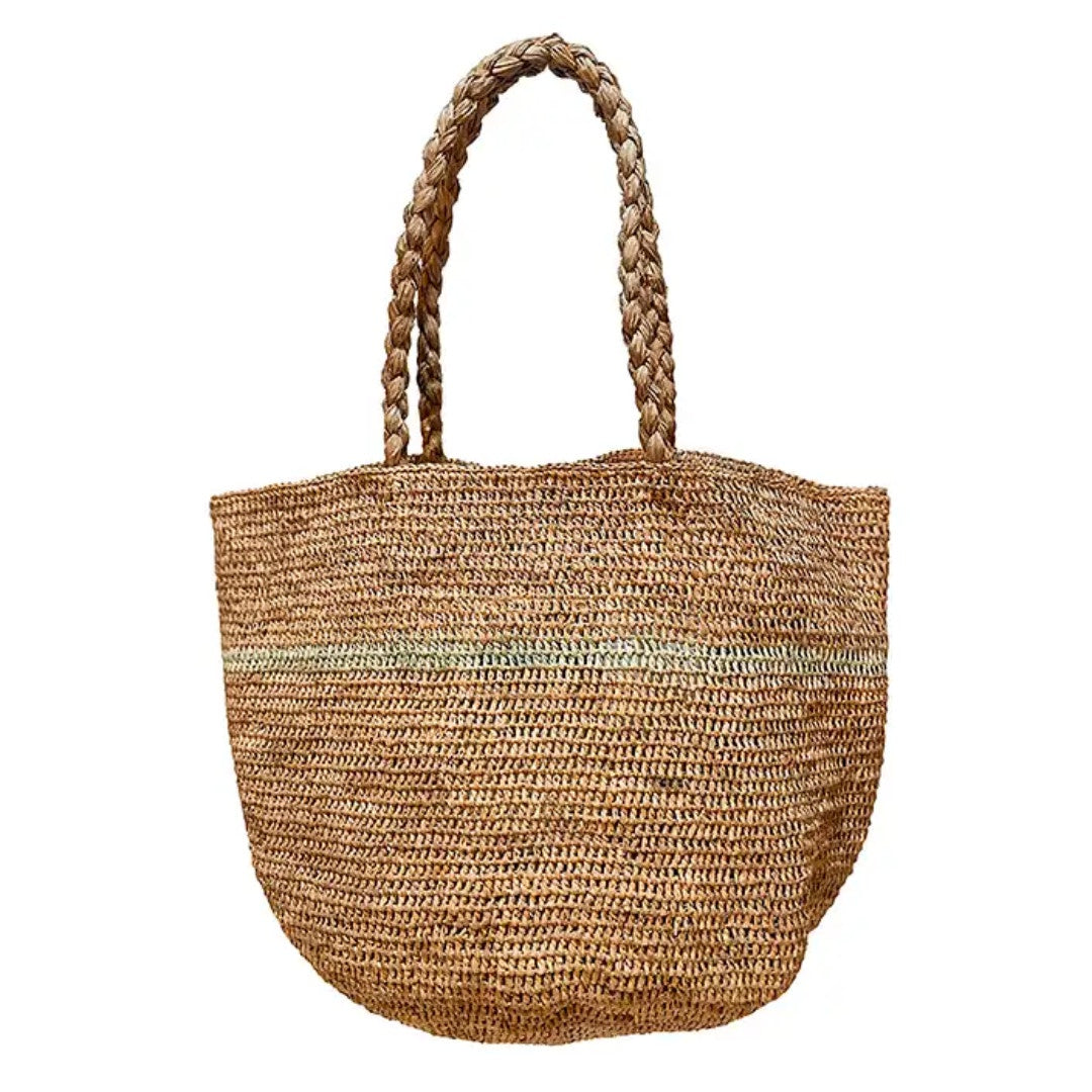 Alice Stripe Raffia Bag | Tea Khaki-Suzie Anderson Home