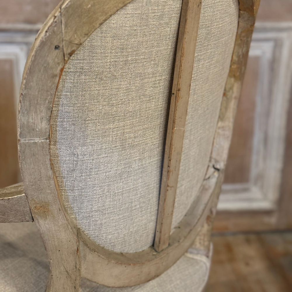 Antique Pair 18th Century Armchairs | Original Paint | Recovered in French Linen-Suzie Anderson Home