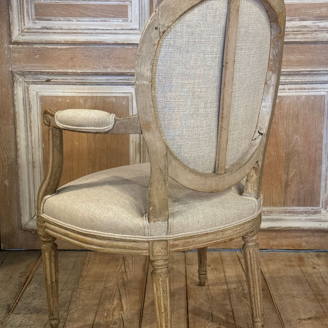 Antique Pair 18th Century Armchairs | Original Paint | Recovered in French Linen-Suzie Anderson Home