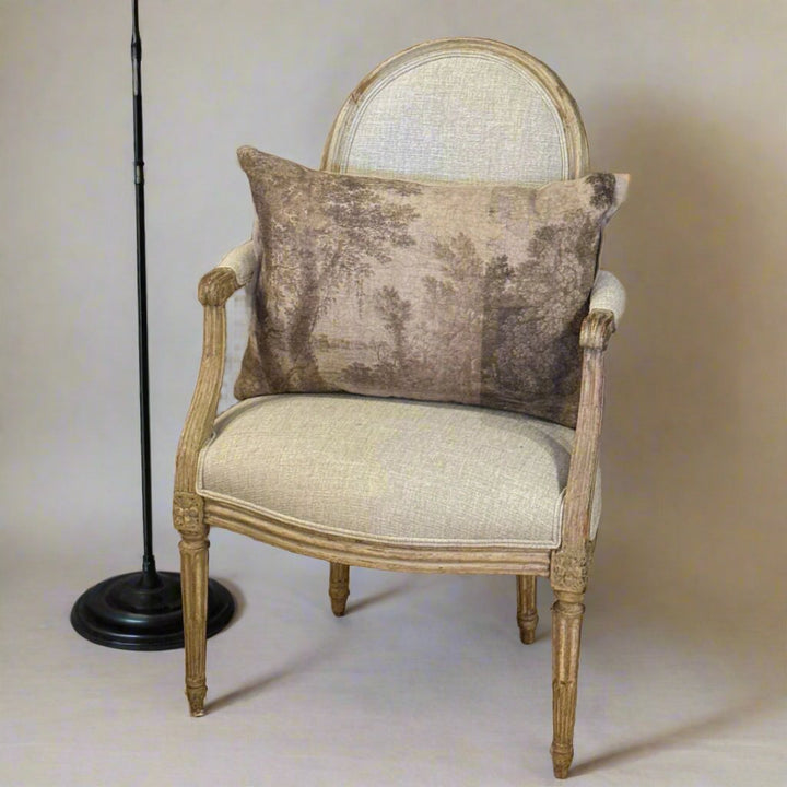 Antique Pair 18th Century Armchairs | Original Paint | Recovered in French Linen-Suzie Anderson Home