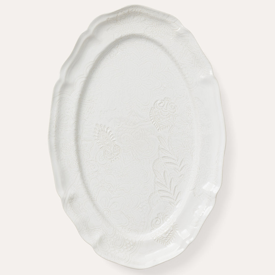 Arabesque Large Oval Server | White-Suzie Anderson Home