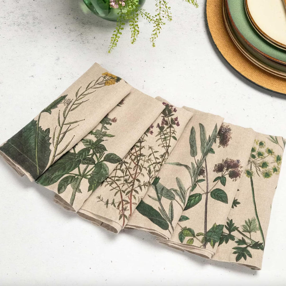 Aromatic Herbs | Linen Napkins  | Set of 6 Mixed-Suzie Anderson Home