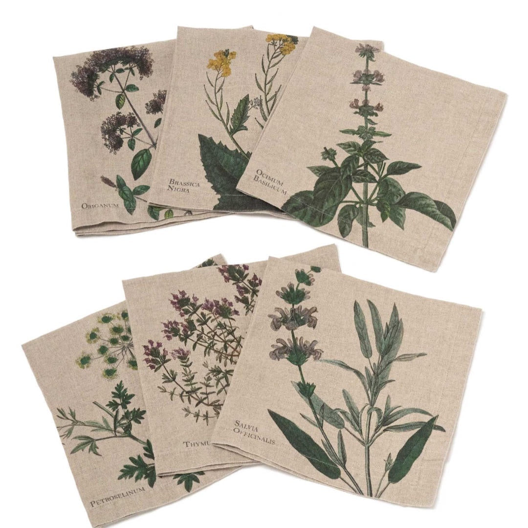 Aromatic Herbs | Linen Napkins | Set of 6 Mixed-Suzie Anderson Home