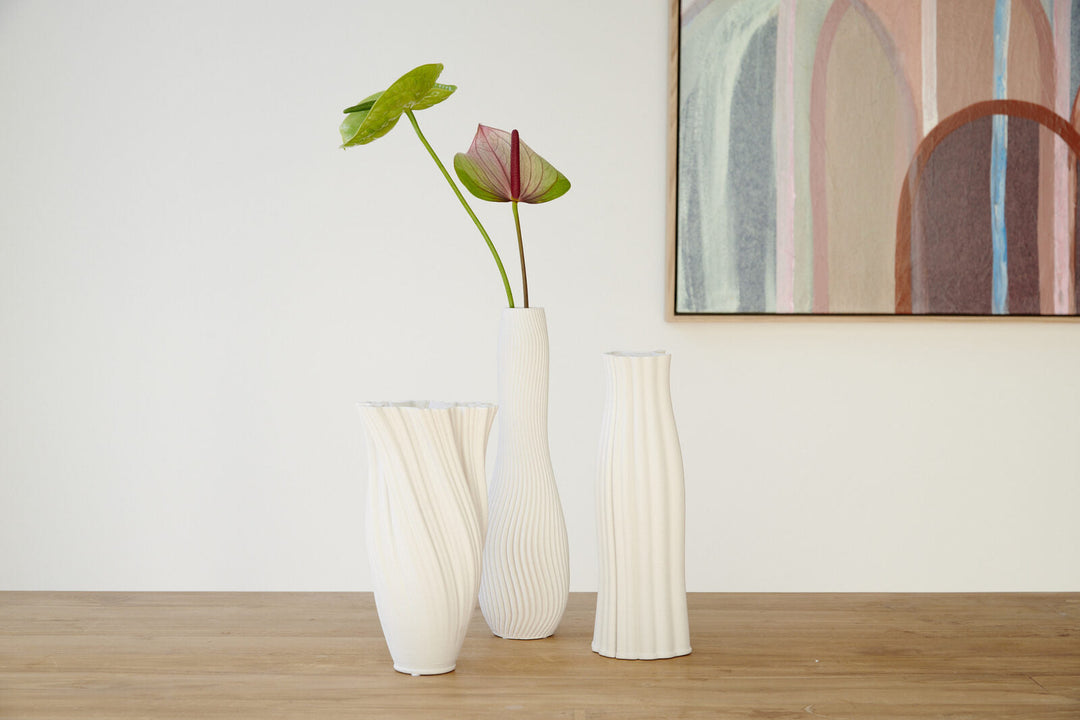 Ava White Vase Short | 28cm-Suzie Anderson Home